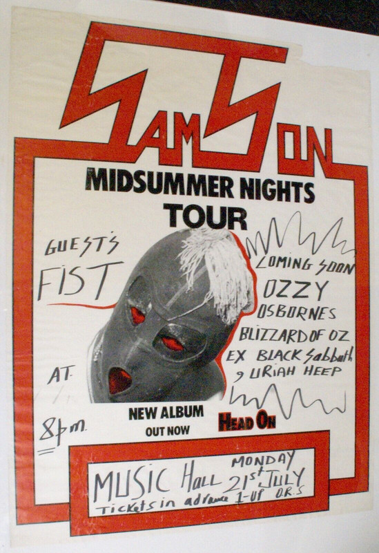 Iron Maiden Ozzy Bruce Dickinson Samson Mid Summer Nights Tour Poster  1980 front