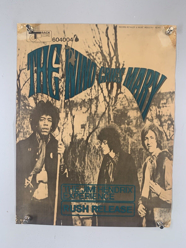 Jimi Hendrix Poster Original Vintage Track Record Promo The Wind Cries Mary 1967 front image