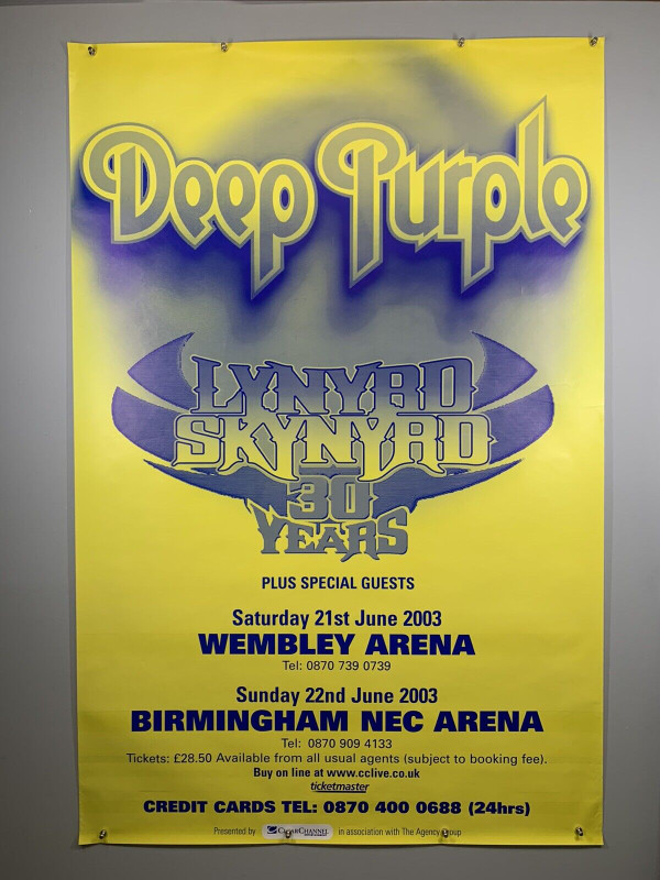 Deep Purple Lynyrd Skynyrd Poster Original Promo Wembley/Birmingham 2003 front