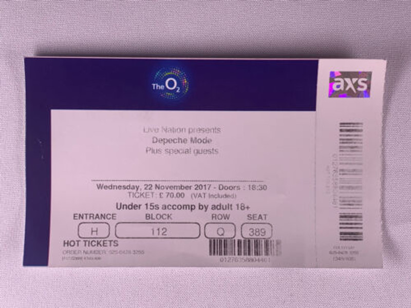 Depeche Mode Ticket Complete Unused Global Spirit Tour London 2017 #2 Front