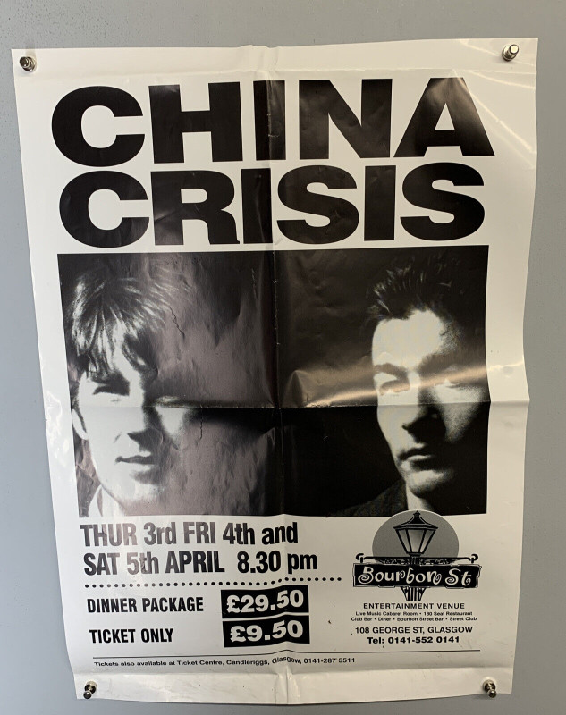 China Crisis Poster Bourbon St Glasgow 1997 #2 Front