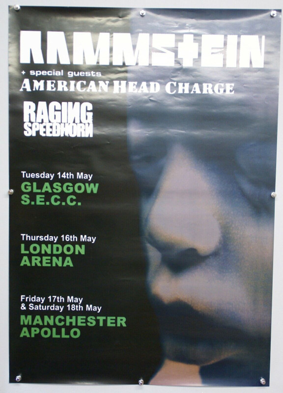 Rammstein Poster Original Promo American Head Charge UK Tour 2002 Front