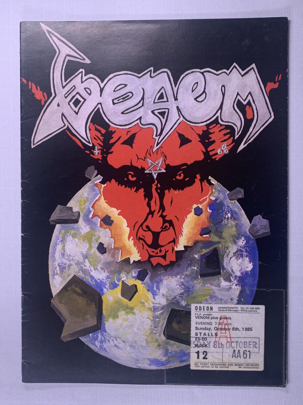 Venom Programme And Ticket Original World Possession Tour Birmingham 1985 front