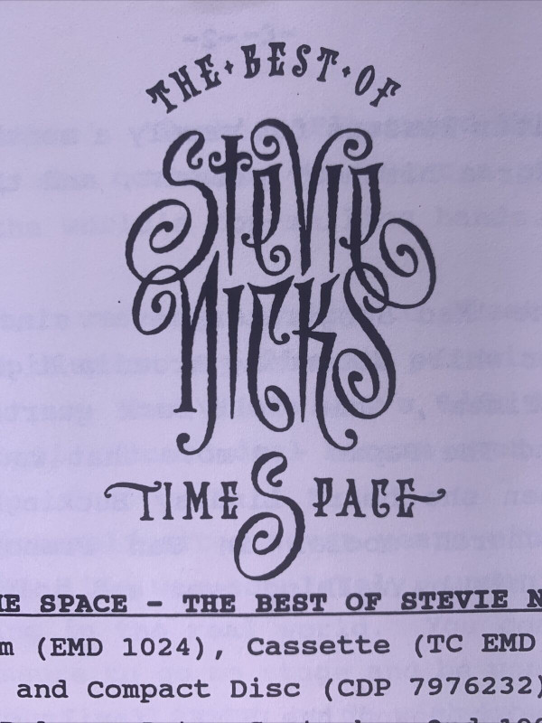 Fleetwood Mac Stevie Nicks  Press Release Original EMI Time Space 1991 front