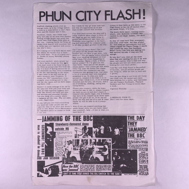 MC5 Pink Fairies Edgar Broughton Flyer Phun City Ecclesden 1970 front