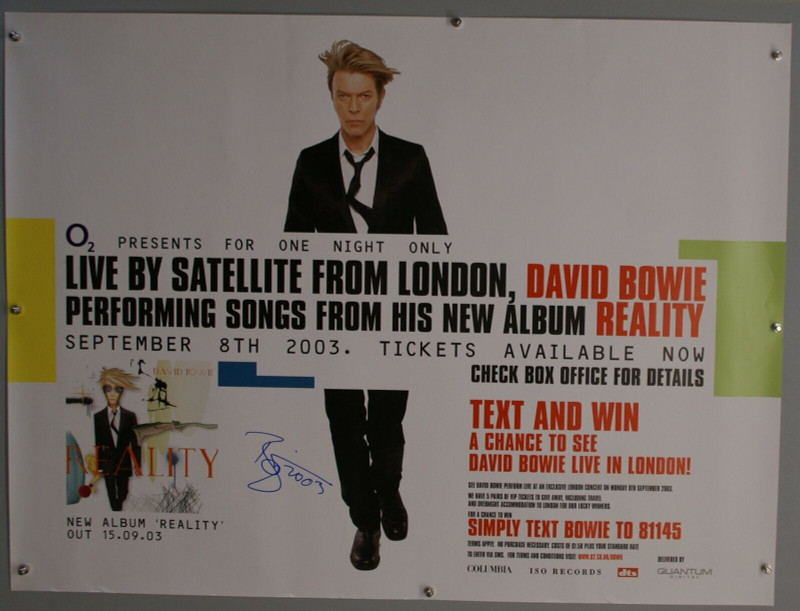 David Bowie Signed Poster Original Promo O2 Reality Album Launch Show 2003 front image