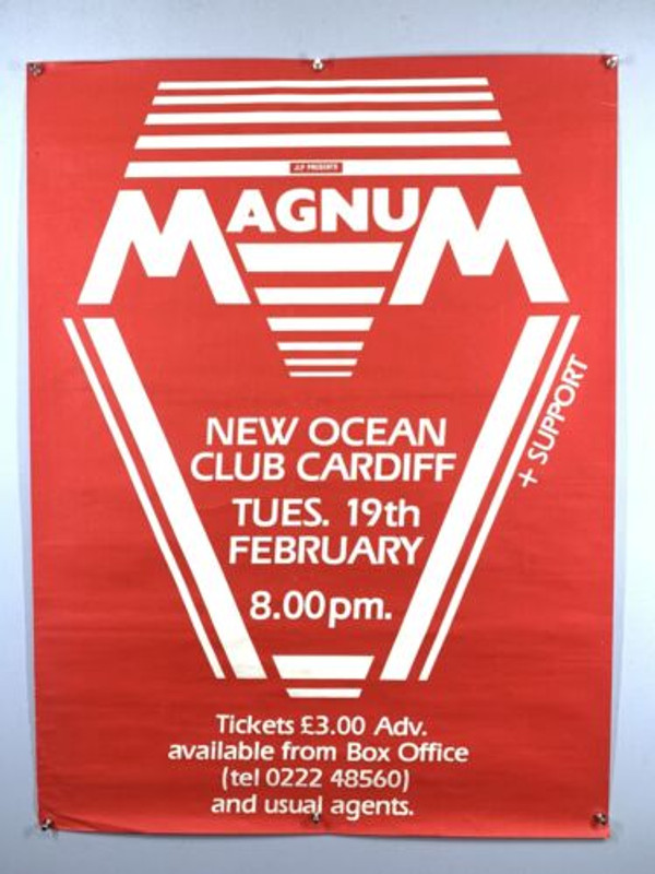 Magnum Catley Clarkin Poster Vintage Promo The Eleventh Hour Tour Cardiff 1985 front