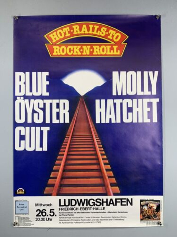 Blue Oyster Cult Molly Hatchet Poster Vintage Hot Rails To Rock'n'Roll Tour 1982 Front