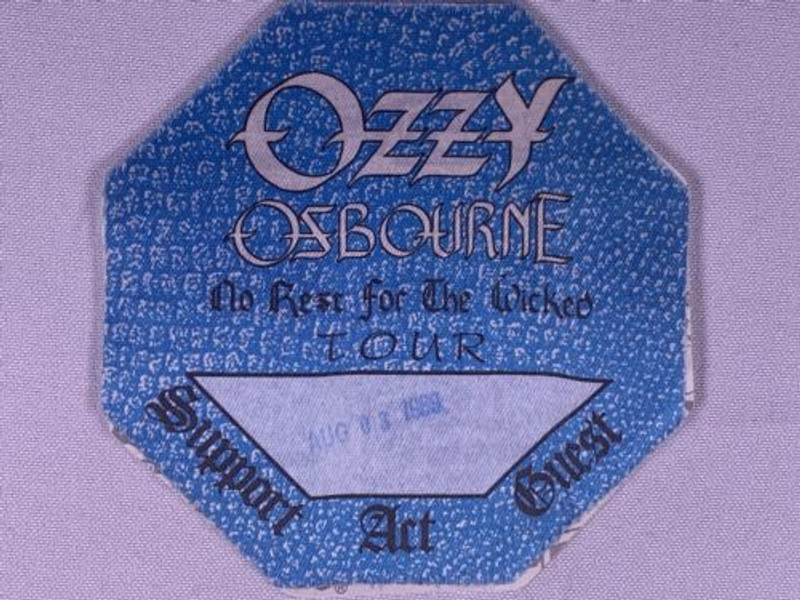 Ozzy Osbourne Ticket Pass Original No Rest For The Wicked Tour Irvine CA 1989 front