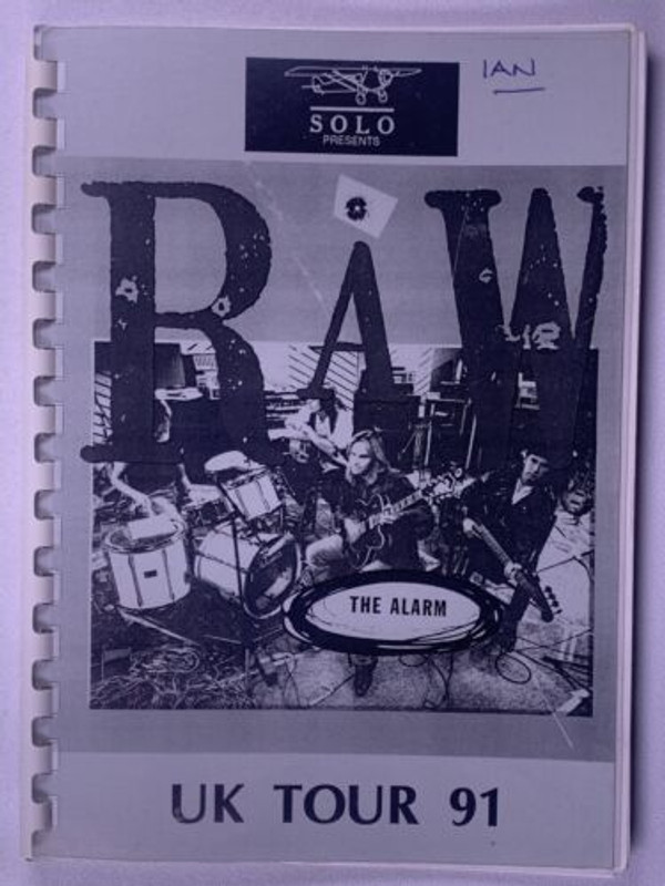 The Alarm Itinerary Original Vintage Raw UK Tour March-April 1991 Front