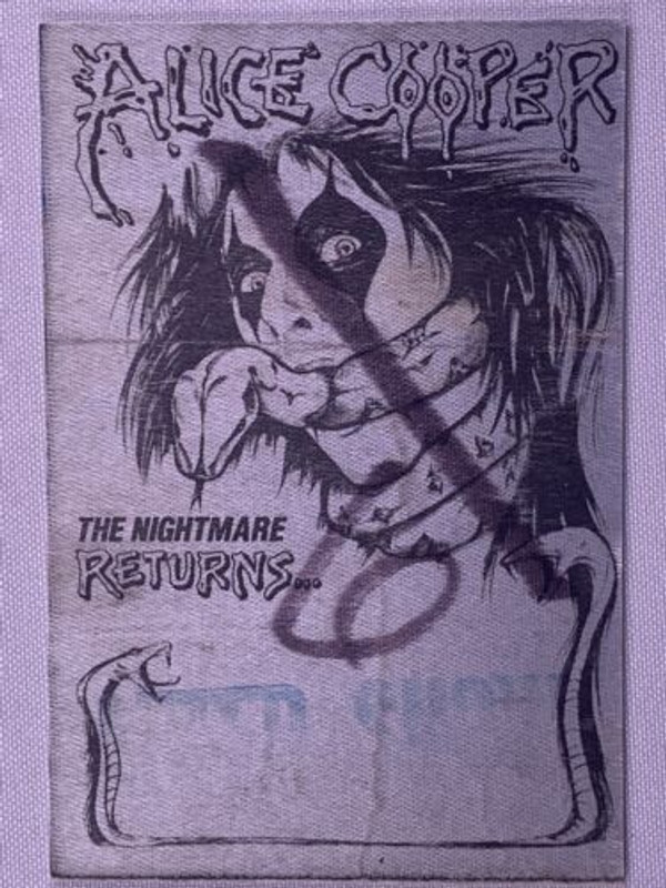 Alice Cooper Ticket Pass Vintage Original The Nightmare Returns Tour 1986 Front