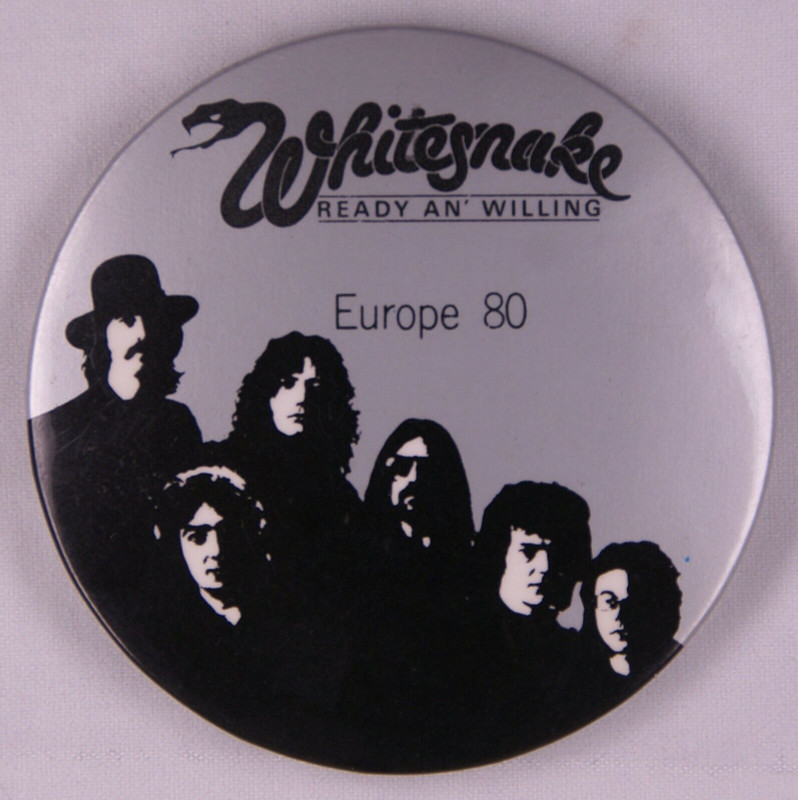 Whitesnake Deep Purple Badge Pin Original Ready An' Willing Tour 1980 front