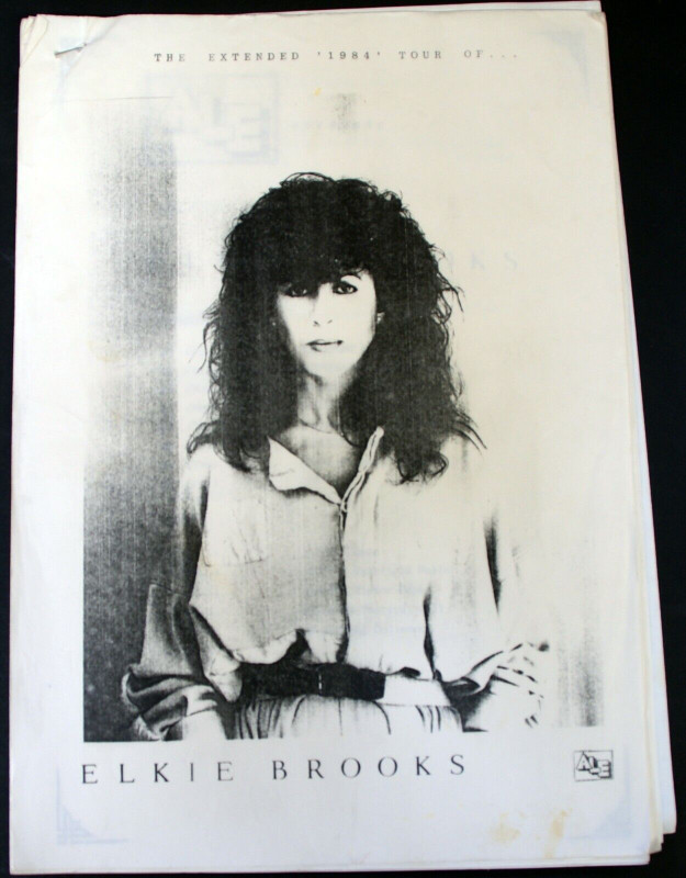 Elkie Brooks Itinerary Original Vintage Extended UK Tour November-December 1984 Front