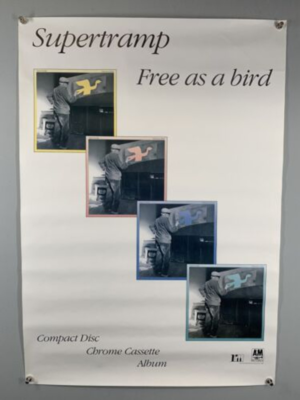 Supertramp Poster Vintage Original A&M Records Promo Free As A Bird Album 1987 Front