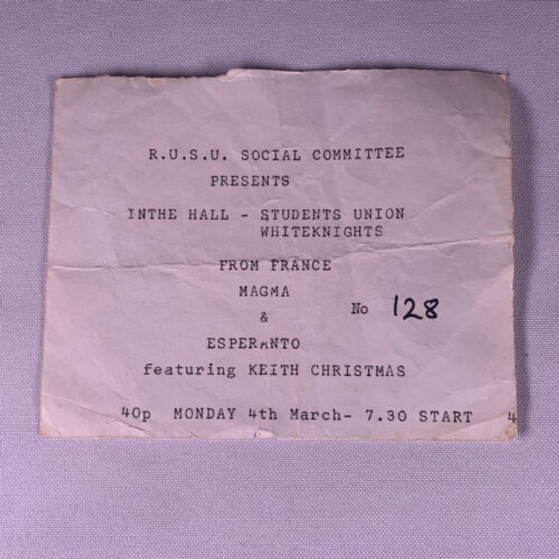 Magma, Esperanto + Keith Christmas Ticket Original UK Tour Vintage March 1974 Front