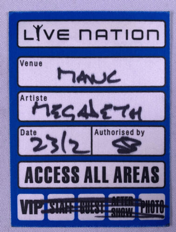 Megadeth Pass AAA Original Tour of Duty Tour Manchester Academy 1 February 2008 Front