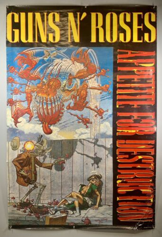 Guns n Roses Promo Poster Wiithdrawn Orig Artwork Appetite for Destruction 1987 front