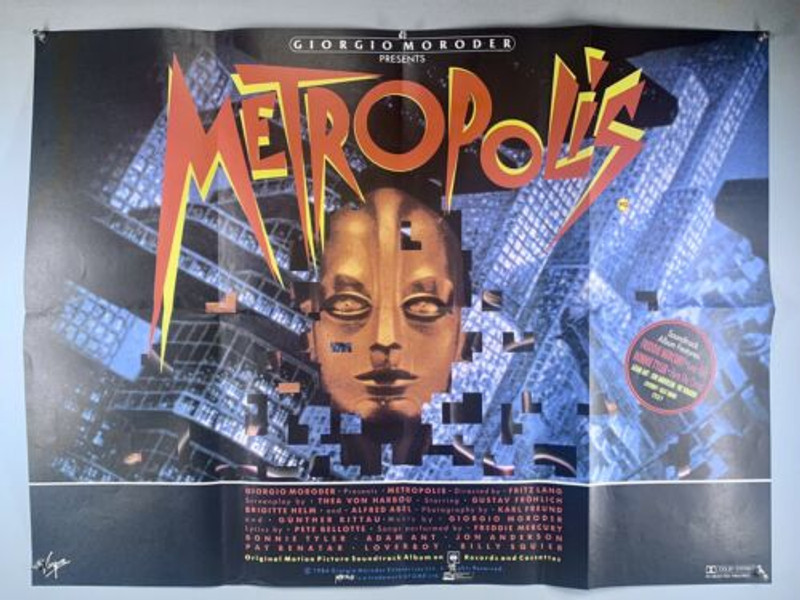 Metropolis Movie Freddie Mercury Poster Vintage Original UK Quad Promo 1984 front