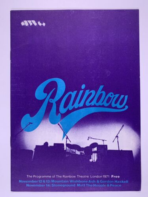 Mountain, Wishbone Ash, Mott the Hoople Programme Original Rainbow Theatre 1971 Front