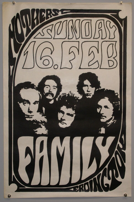 Family Roger Chapman Poster Original Vintage Mothers Erdington Birmingham 1969 front