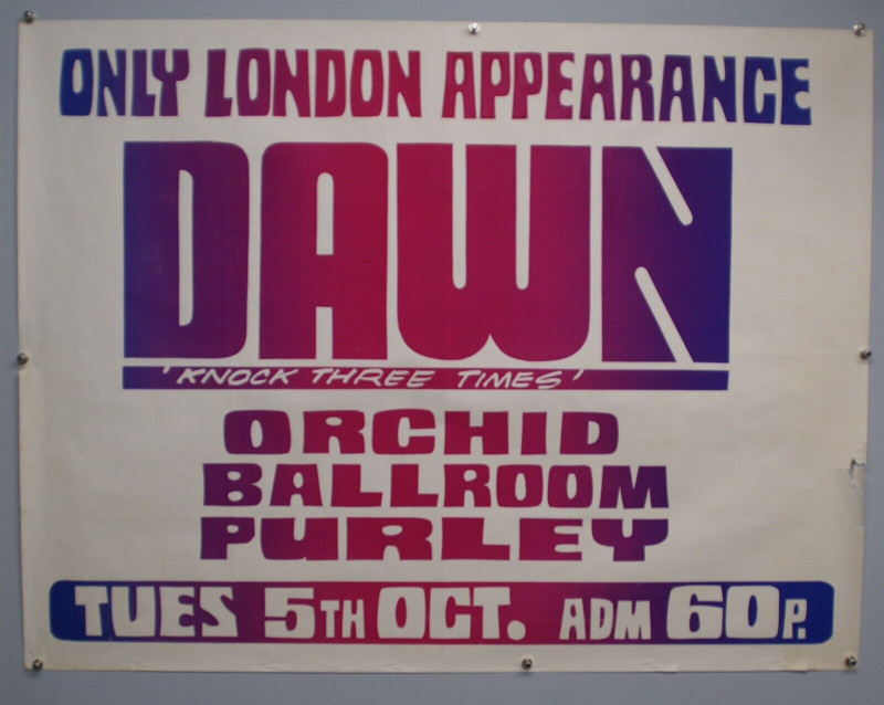 Dawn Tony Orlando Knock Three Times Poster Original Promo Purley London 1971 front