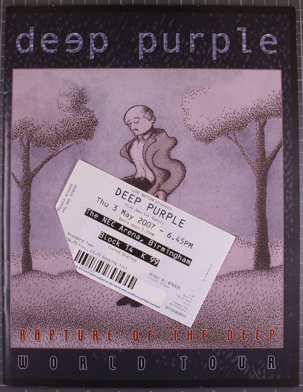 Deep Purple Program + Ticket Rapture Of The Deep World Tour Birmingham 2005 size Front With Ticket