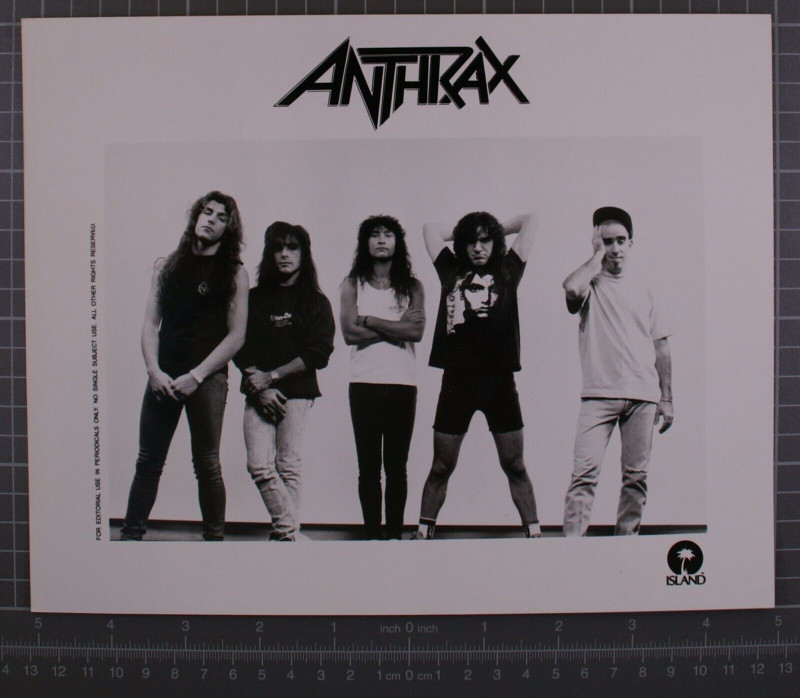 Anthrax Photo Original Island Records Black And White Promo Circa Late 1980s front