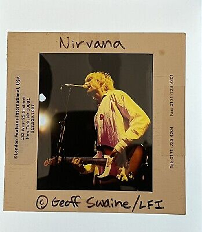 Kurt Cobain Photo Transparency Nirvana On Stage Orig Circa Late 80's/Early 90's front