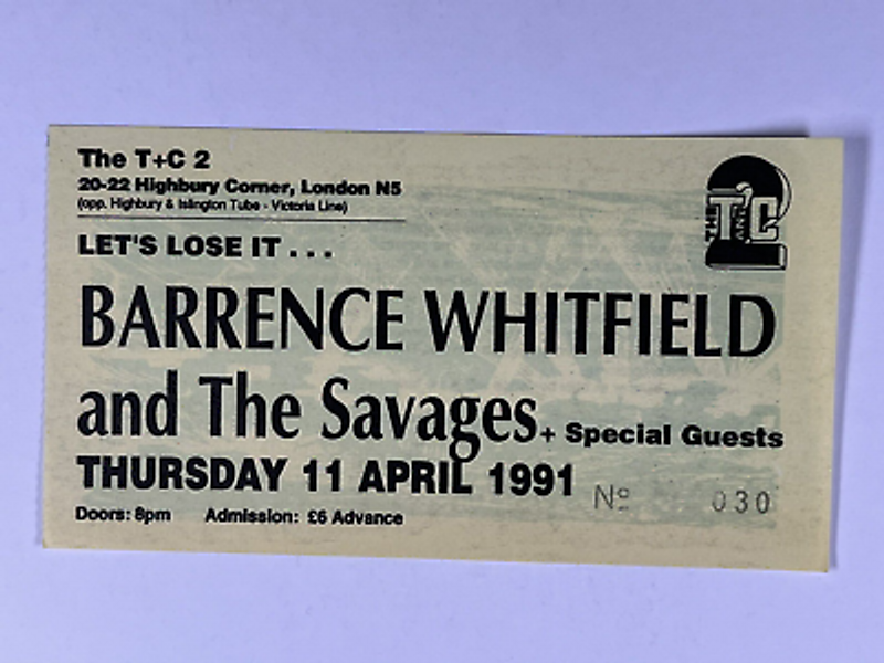 Barrence Whitfield And The Savages Ticket Original London TandC  11th April 1991