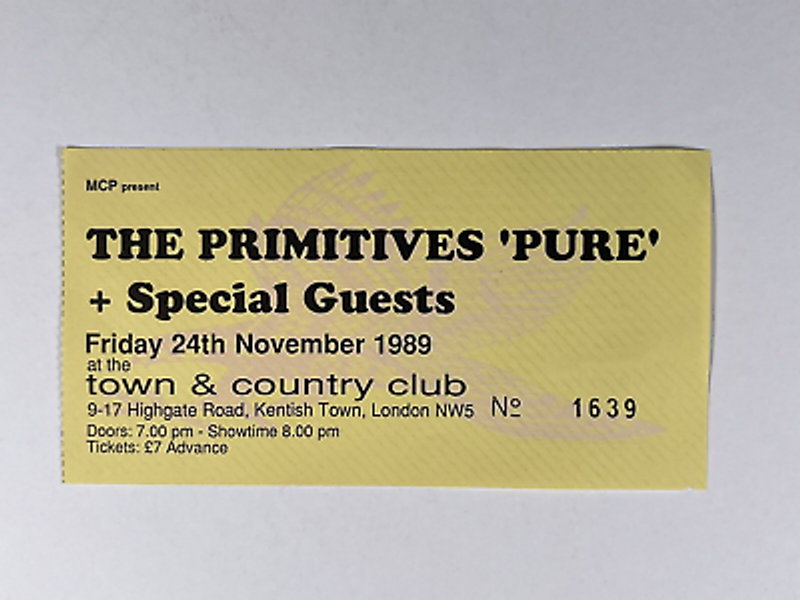 The Primitives Ticket + Special Guests Original Town & Country Club London 1989