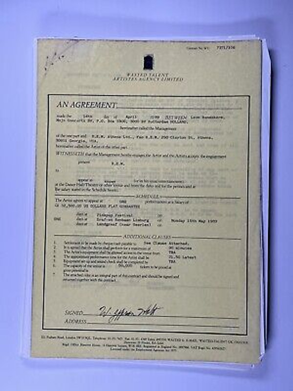 Original R.E.M Contract