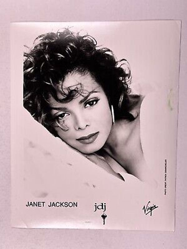 Janet Jackson Photo Original Black And White Virgin Press Promotion June 1993 Front