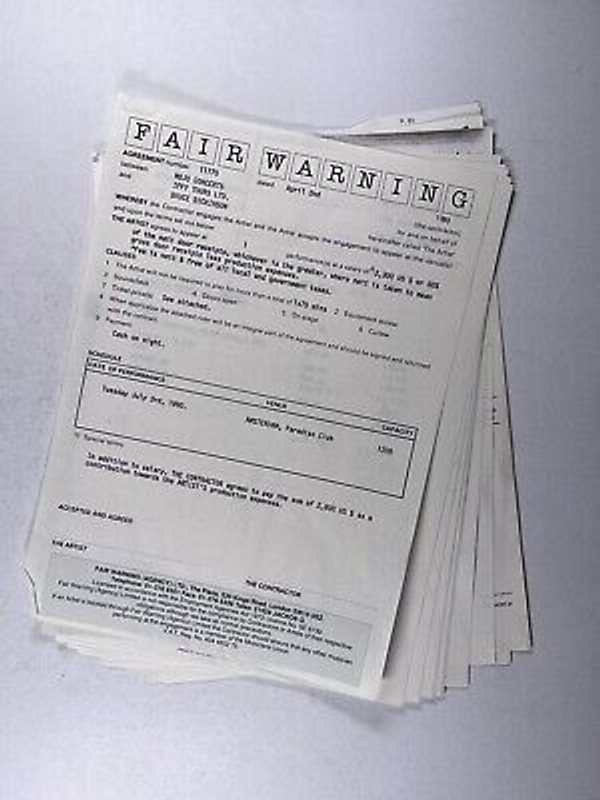 Iron Maiden Bruce Dickinson Contract Office Copy Paradiso Club Amsterdam 1990 #1