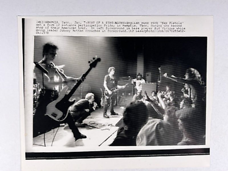 Sex Pistols Photo On Stage Johnny Rotten Sid Vicious Original Promo January 1978 Front