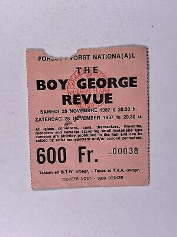 The Boy George Revue Ticket Original Vintage November 1987