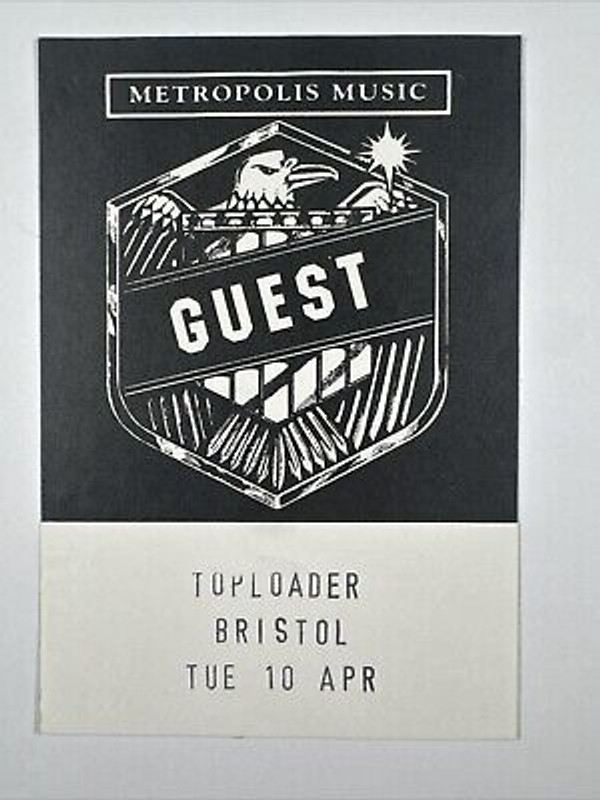 Toploader Dan Hipgrave Guest Pass Original Colston Hall Bristol 10th April 2001 Front
