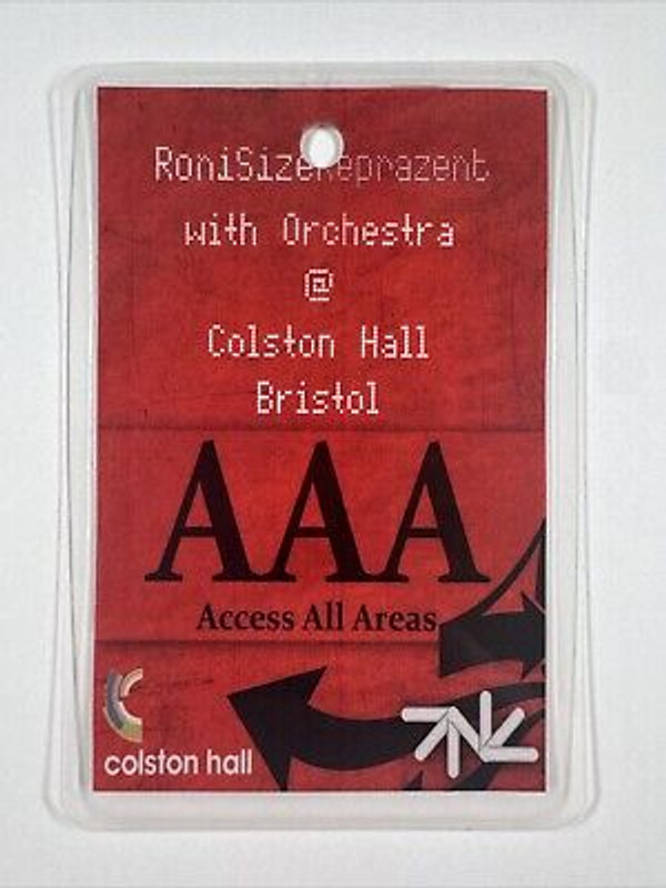Roni Size And Reprazent Access All Areas Pass Original Colston Hall Bristol 2009 Front