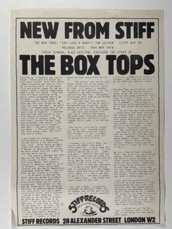 Stiff records Press release front