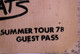 The Boomtown Rats Pass Ticket Original Vintage Guest Pass Summer Tour 1978 Back