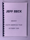 Jeff Beck The Yardbirds Itinerary Original Used Mexico South American Tour 1998 Front