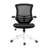Luna Designer High Back Mesh Task Operator Office Chair with Folding Arms - Black with White Shell NAU-BCM-L1302-WH-BK