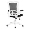 Luna Designer High Back Mesh Task Operator Office Chair with Folding Arms - Black with White Shell NAU-BCM-L1302-WH-BK
