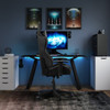 Oblivion Gaming Home Office Desk with Carbon Fibre Effect Top Black 