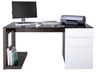 Sorbonne Contemporary Home Office Desk with Smoked Glass Top Walnut/White 