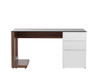 Sorbonne Contemporary Home Office Desk with Smoked Glass Top Walnut/White 