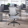 Luna Designer High Back Mesh Task Operator Office Chair with Folding Arms - Grey with Black Shell 