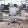 Luna Designer High Back Mesh Task Operator Office Chair with Folding Arms - Grey with Black Shell NAU-BCM-L1302-GY