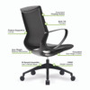 Aeros Medium Back Executive Task Office Chair with Integrated Height Control and Weight Activated Auto Balance Mechanism - Grey Minimalistic Design 