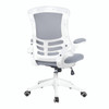 Luna Designer High Back Mesh Task Operator Office Chair with Folding Arms - Grey with White Shell 