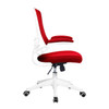 Luna Designer High Back Mesh Task Operator Office Chair with Folding Arms - Red with White Shell 